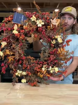 Safavieh Faux 31” Berry & Core Fall Wreath #falldecor #wreatg #qvc 