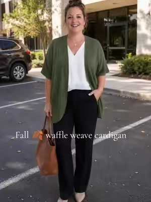 it's time to start getting that forward wardrobe together this waffle weave cardigan is a great choice #OOTD #waffleweave #lightweight #knit  #lightweight