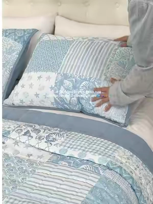 the coastal quilt set is honestly one of my favorite things right now 😴🌊🛏️a thunderstorm outside, a quick nap inside… this is the mood ⚡️📖✨  #SummerVibes #quilt #CoastalDecor #BeddingSet #bedroominspo 