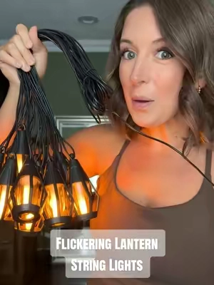 These flickering lantern string lights genuinely surpassed my expectations. The perfect warm glow and the flicker looks like a live flame #twinklelights #stringlights #campinglights #flickeringlights #solarstringlights 