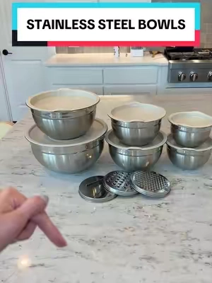 The only set of mixing bowls you will ever need 🤍 #mixingbowls #stainlesssteel #housewarminggift #nontoxic #kitchengadgets 