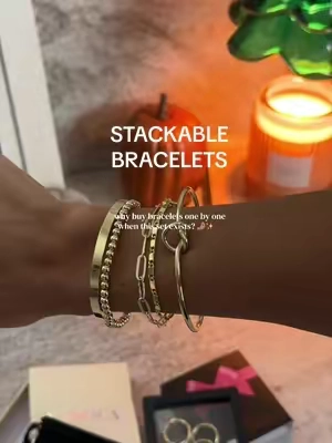 when the stackable bracelet set is already done for you ✨ #bracelets #stackablebracelets #daintyjewelry #goldjewelry #jewelrytok 