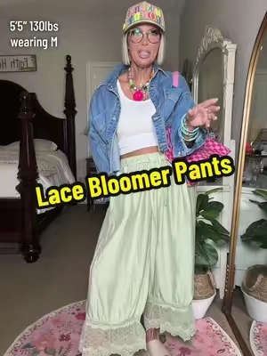 Lace Bloomer Pants #widelegpants #bloomerpants #cuteoutfits #womensfashion #tiktokshopsummersale 