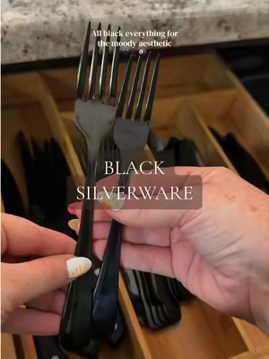 All black everything 🖤 #tiktokshopsummersale #silverware #blacksilverware #moodyaesthetic #kitchenfinds 
