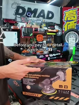 This cordless SOARFLY car polisher comes with 2 batteries, 6 speed settings, and a 14-piece polishing kit so you can wax, polish, and remove light swirls without dragging around a cord. Great for cars, trucks, motorcycles, and more.  #CarDetailing #CarPolishing #DetailingTools #GarageTools #TikTokShop 