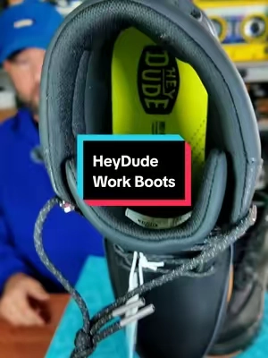 Built for the job site, designed to keep your feet comfortable from clock-in to clock-out. #HeyDude #HeyDudeWork #CompositeToe #WorkBoots #SafetyFootwear @HeyDude 