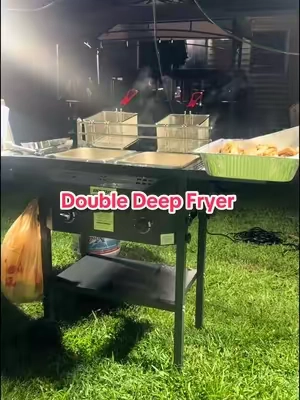 🔥 Outdoor frying just got a serious upgrade! This ROVSUN dual-basket propane deep fryer gives you two 8QT fryers, so you can cook wings, fish, fries, shrimp and more at the same time. 🍗🍟🐟 I really like the built-in prep space on both sides, bottom storage shelf, wheels for moving it around, and separate temperature controls for each fryer. Perfect for cookouts, parties, game days, fish fries, or backyard cooking without crowding up the kitchen. If you do a lot of frying, this setup is NICE! 🔥 #fishtok #fyp 