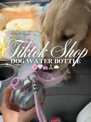 Dog water bottle 🌸🤍💒🧘🏼‍♀️☁️#fyp #dogwater #dogtravel #dogessentials #dogwaterbottle 
