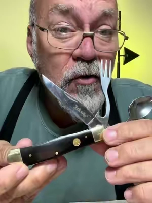 4-in-1 Pocket Knife - Wood Handle, Fork, Spoon, Bottle Opener - for Camping, Survival Sports & Outdoor Tools #campingknife #camping #rv #fishing 