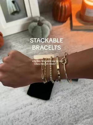 the easiest way to get the stacked bracelet look #bracelets #stackablebracelets #daintyjewelry #goldjewelry #jewelrytok 
