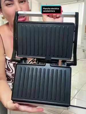 Parrilla eléctrica para panini MegaChef de doble placa antiadherente#tiktokshopcreatorpicks #parrillaelectrica #planchaelectrica #sandwichera #cocina 