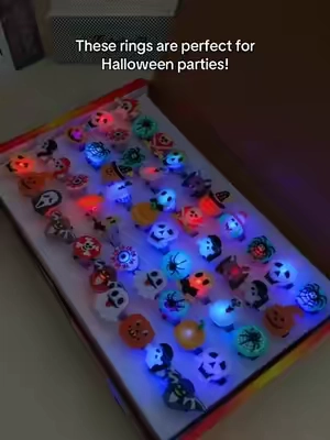 Buy it before it is sold out!🎃👻💀 50pcs LED Lights Halloween Ring Light Up Pumpking✨ #halloween#spookyseason#halloween2026#musthave##fyp 