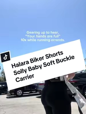 Not too much on my camera girl. She’s only 7 🤣 #momoffour #sahm #babywearing #sollybaby #halarabikershorts 