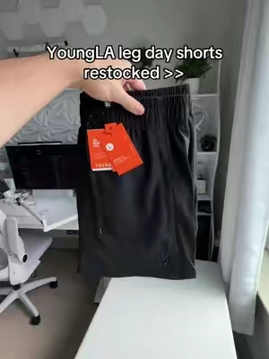 These just restocked too I’m wearing size large at 5’10 180lbs for reference. #youngla #shorts #gym #legday #yla 