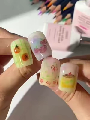 These nail colored pencils let my inner child run wild!😳💅#diynailsathome #fypage #nailtrends #aillsapencialnails #nailkit 