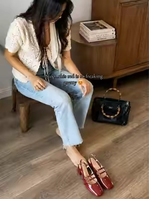 This red is EVERYTHING #maryjaneshoes #heels #tiktokshopsummersale #WeeklyDeals #tiktokshopcreatorpicks 