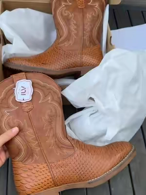 Cowboy Boots for Men  Western Men's Boots with Classic Embroidered Durable Short Boots  Slip on Square Toe Boots Slip Resistant Country Boots Chunky Heel Ankle #BootsforMen #SummerVibes 