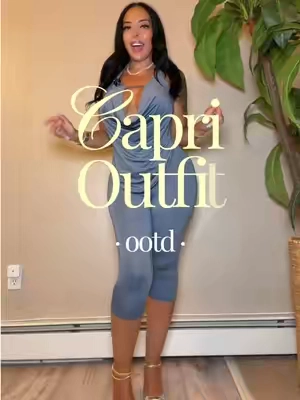 Capri Style 2 Piece Set Outfit that’s perfect for styling your Miami baddie  vacation summer outfits  🌴 I’m in a size S #TikTokCreatorSearchInsightsIncentive #caprioutfits #FashionHaul #capris #Styleinspo  