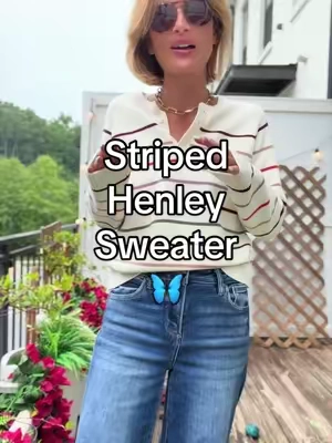 Cute stripes and a polished little fit of the Henley and raglan sleeves and the yarn on this one is so soft and comfy. Teacher and office appropriate but weekend cozy vibes. @SHEWIN 
