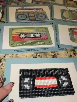 these 80s themed mini diamond art dazzles are so cute @Diamond Art Club  #80s #80sbaby #diamondartaddict #diamondpainting #diamondart 