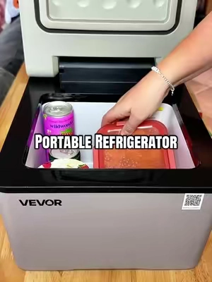 A compact car fridge that keeps everything cold without ice 🙌🧊 #portablefridge #travelmusthaves #roadtripessentials #carmusthaves #carcooler 