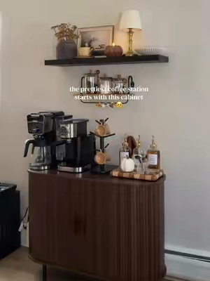 The perfect cabinet for a coffee bar, entryway, dining room, or anywhere you need extra storage. 🤎 #coffeebar #cabinet #homefinds #coffeebardecor #functionalfurniture 