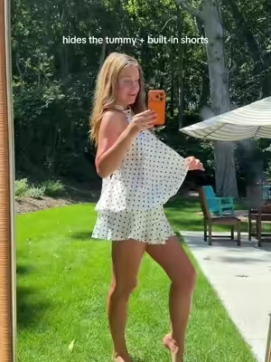 as a 6 ft tall girl I’m obsessed with this  #halterdress #minidress #builtinshorts #TikTokshopbacktoschool #tiktokshopcreatorpicks 