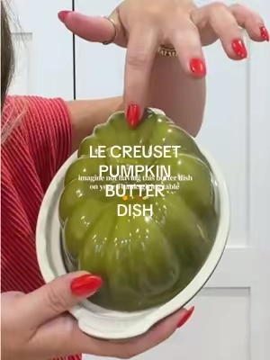 The Le Creuset pumpkin butter dish is back & already almost all the colors are gone! How pretty would this butter dish be on your thanksgiving table this year?! #lecreuset #butterdish #pumpkindecor #thanksgivingdecor #falldecorating @QVC, Inc 