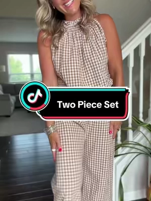 Wearing this on repeat into the fall! This cotton linen two-piece set just got even cuter with this new gingham print! ✨ It’s one of those outfits you can throw on and instantly look put together without even thinking about it. The lightweight cotton-linen blend is so comfortable, and the stretchy waistband makes it easy to wear all day long. It’s designed to have a slightly cropped fit, but I’m 5’2”, so it hits me more like a full-length top—which I actually love! The best part? You can easily transition it into fall by adding a denim jacket or blazer for a completely different look. If you’re looking for a matching set that’s effortless, comfortable, and timeless, this is it! #dealsforyoudays #tiktokshopsummerturnup #summervibes #ShippedByTikTok #MatchingSet