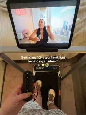 Rainy day? No problem 🤭 #WalkingPad #Treadmill #AtHomeGym #tiktokshopsummersale #10ksteps 