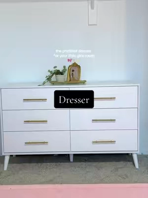 Not too big- the perfect size for kids room!!  #dresser #nursery #girlsbedroomideas  #whitedresser #girly 