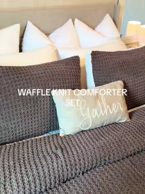 may get the olive green one for Christmas too 🤫  #waffleknit #livncobedding #fallaesthetic #fallbedding #livnco 