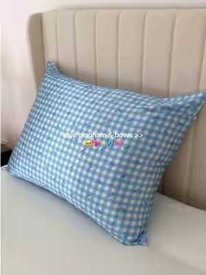NEW Gingham Blue satin pillowcase from @Kitsch 🦋✨ #pillowcase #satinpillowcase #cottagecore #kitsch #kitschsuperbrandday 