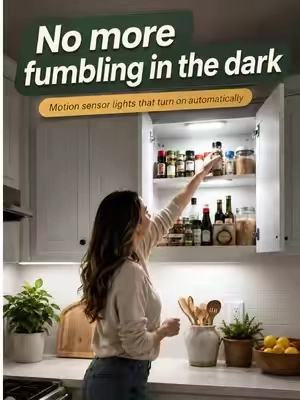 ⚡⚡⚡No more flicking lights on and off over here！ Love these motion sensor lights!#motionsensor #lights #undercabinetlights #homehack #tiktokshopmademebuyit