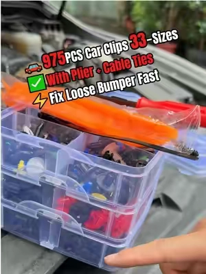 This plastic car clip kit includes hundreds of automotive push pins, retainer clips, and fasteners designed for trim panels, bumpers, fenders, door panels, and interior repairs. With multiple sizes organized in a durable storage case, this kit saves you time and trips to the auto parts store. Perfect for mechanics, bodywork, truck builds, and DIY garage repairs, these universal car fasteners are a must-have for anyone working on vehicles. #mechanictok #diycar #garagelife #truckbuild #autobody