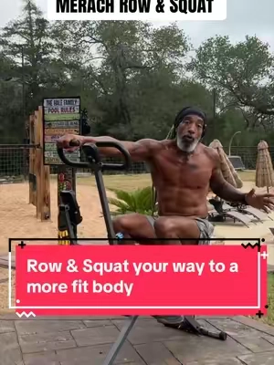 Work every part of your body with every stroke on the Merach Row & Squat Machine.  #over40 #tonedbody #cardioworkout #rowing #squats 