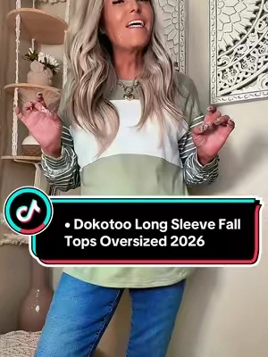 Dokotoo Long Sleeve Fall Tops Oversized 2026 Trendy Round Crew Neck Casual Color Block Womens Shirts Blouses #dokotoo #longsleeveshirt #womenslongsleeveshirt #TikTokshopbacktoschool #BackToSchool 