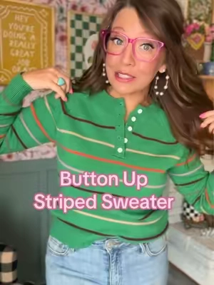 My favorite striped sweater just got an upgrade!! #stripedsweater #sweater #henley #henleysweater 