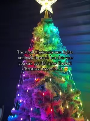I’m OBSESSED with the snow flocked tree & the app controlled lights! The lights sold out so fast last year, click the link to check them out 🎅 #christmas #christmastree #christmaslights #christmasdecor #viral 