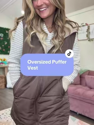 Loving how oversized this fleece puffer vest is so it can be worn with leggings! @btfbm_shop 
