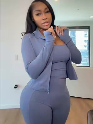 CRAZY YOGA Longline Sports Bra + Side Pockets Leggings/Shorts + Full Concealed Zip Jacket with Collar Shield – Women’s Yoga Outfit #twopieceset 