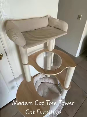 If your cat deserves a major upgrade, this modern solid wood cat tree is it 🐾✨ Built with sturdy, heavy-duty tiers, an ultra-cozy cushioned bed, and a clear space capsule bowl your cats will actually want to sleep in! Perfect multi-cat tower for climbing, scratching, and lounging without sacrificing your home’s aesthetic. #cattree #cattower #catlover #catbed #tiktokshopcreatorpicks 