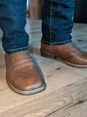 The socks might steal the show 😂 but these boots are actually SO good! 🤠 Wide square toe, lightweight, comfortable, and easy to pull on. And apparently they come with a little extra confidence too 💃😂