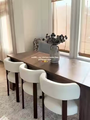 If you’re looking for a large dining table for family meals, homework, and everyday life that still gives your space that designer Pinterest look, this one is SO good. 🤎 It completely transformed our kitchen and gives us so much more room without sacrificing the aesthetic. ✨ #DiningTable #KitchenTable #DiningRoomInspo #HomeDecor #TikTokShop 