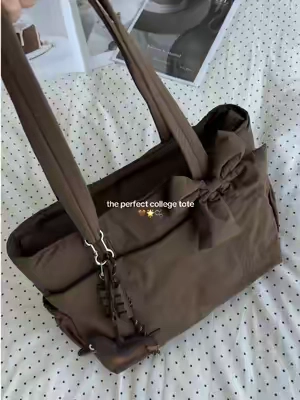 My college tote finally came in✨it’s water resistant, fits a 14laptop,detachable bow, and on sale!!!🧸#bagsmart #totebag #collegebag #backtoschoolhaul #TikTokshopbacktoschool 