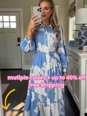 Gorgeous printed maxi dress, so easy to dress up or down for any occasion#printedmaxidress #ShirtDress #SpringOutfit #VacationDress #modestoutfit 
