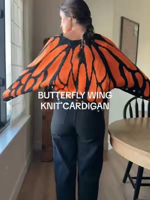 wearing size small! this for halloween would be soooo cute too 🧡🖤 #womenscardigan #butterflywingcardigan #halloweenoutfit #fallstyle #whimsical 