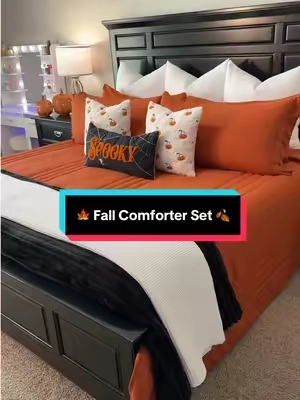 The perfect color for fall! 🧡🍁🍂 #fallbedding #bedding #falldecor #halloweenpillow #beddingset 