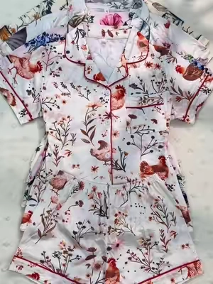 Chicken Pajamas!?! Yessss! So cute and soft!! Great gift idea!! Give us all the chickens!!!#pajamaset #fyp #pjs #giftideasforfriends #chickensoftiktok
