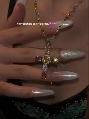 Cute 🥰 #cross #colorful #necklace #shiny #accessories 